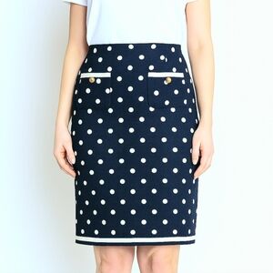 NEW Talbots Straight Polka Dot Skirt Navy White Women's Sz 10 NWT